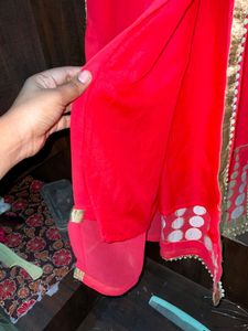 fancy peach long kurti with pearl Work