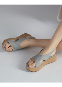 Stylish Grey Wedge Sandals