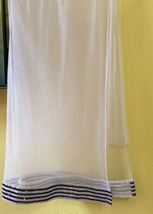 White Net Anarkali with Churi Pants and Duppatta