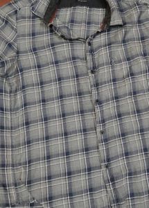 Men's Grey Checked Cotton Casual Shirt - Size M(ch