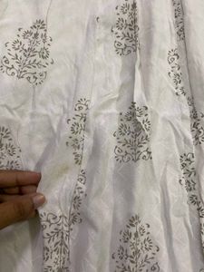 Off-White Anarkali Kurti &amp; Bandhani Dupatta Set