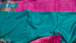 Teal Saree with Peacock Border