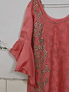 Elegant Pink Party Wear Umbrella Palazzo Suit