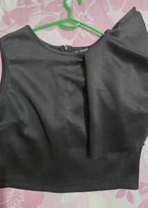 Black One-Shoulder Shein Crop Top