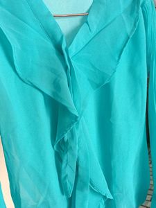 Elegant Teal Ruffle Blouse