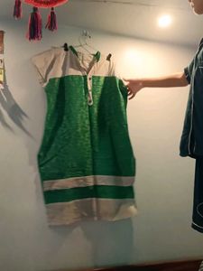 Vibrant Green &amp; White Polka Dot Dress