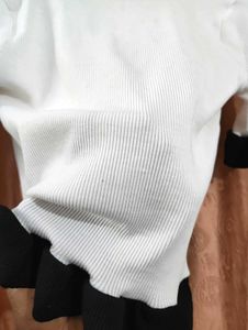 Cute Ruffle Trim Pearl Button Top