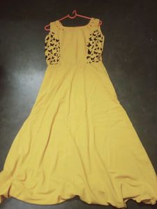 Yellow Butterfly Print Gown
