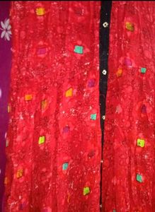 Stylish Red Printed Midi Dress