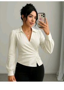 Formal Collared Neck Wrap Style Full Sleeve Shirt