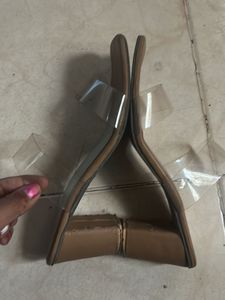 Chunky Block Heels with Clear Straps