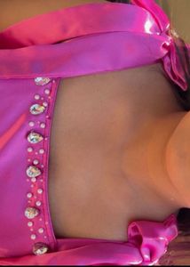 Stunning Fuchsia Satin Dress with Bows