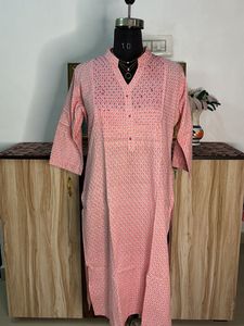 Pink Printed Cotton Kurta