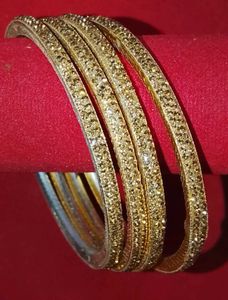 Set of Golden Bangles with Stones