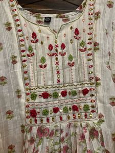 White Floral Embroidered Kurta and sharara