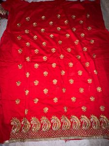 Elegant Red Embroidered dress material
