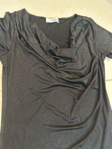 Sparkly Black Cowl Neck Top