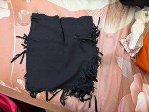 Black Fringe Mini Skirt