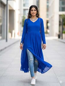 Vibrant Blue Anarkali Kurta xs