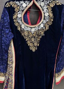 Elegant Navy Blue Velvet Kurta