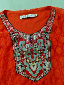 Embellished Red Kurta