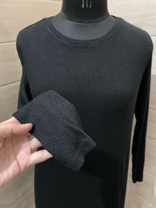Black Ribbed Turtleneck Dress