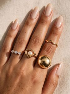 GOLD &amp; PEARL STATEMENT RING SET – 4 PIECES 🤍