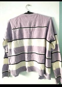 Striped Button-Up Cardigan 💜🤍