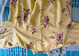Yellow Floral Smocked Top