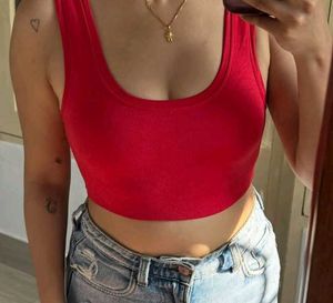 Vibrant Red Cropped Tank Top