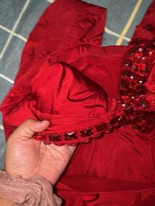 red embedded mini dress