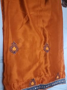 Orange Embellished Saree