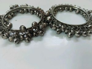 oxidized Silver bangles with Bells