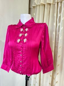 Vibrant Pink Embellished Blouse