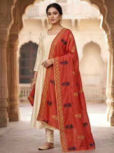 Vibrant  Red ♥️ Embroidered Dupatta