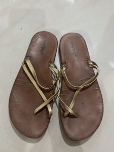 Hype Gold Strappy Flat Sandals