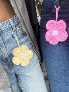 Handmade Crochet Flower Keychain Charm