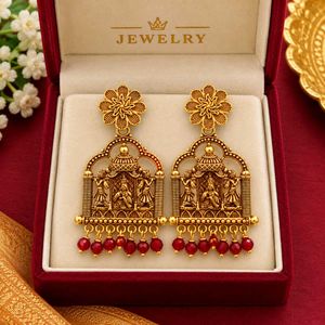 Exquisite Gold-Tone Temple Earrings