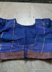 Royal Blue Cotton Silk Checked Design Saree