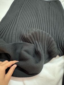 Black Ribbed Knit sweater Mini Dress
