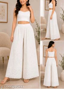 White Chikankari Palazzos