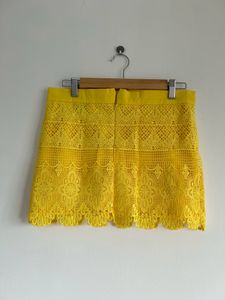 LVY Yellow Lace Mini Skirt
