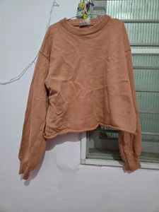 Pink Cropped Sweater with Balloon Sleeves
