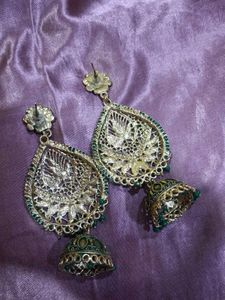 Green Jhumka Earrings