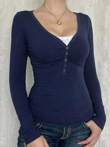 Elena Gilbert inspired Navy Blue Henley top