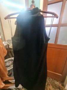 MANGO Black Velvet Halter Neck Party Dress