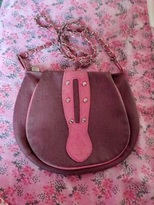 Vintage Brown &amp; Pink Chain Bag