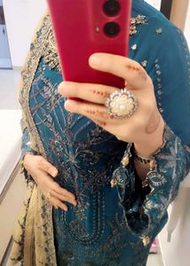 Embellished Teal Kurta Set