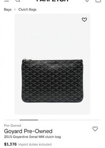 Authentic Goyard Senat Pouch MM - Black/Grey