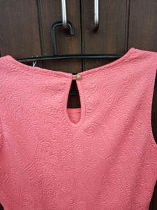 Coral Peplum Textured Top